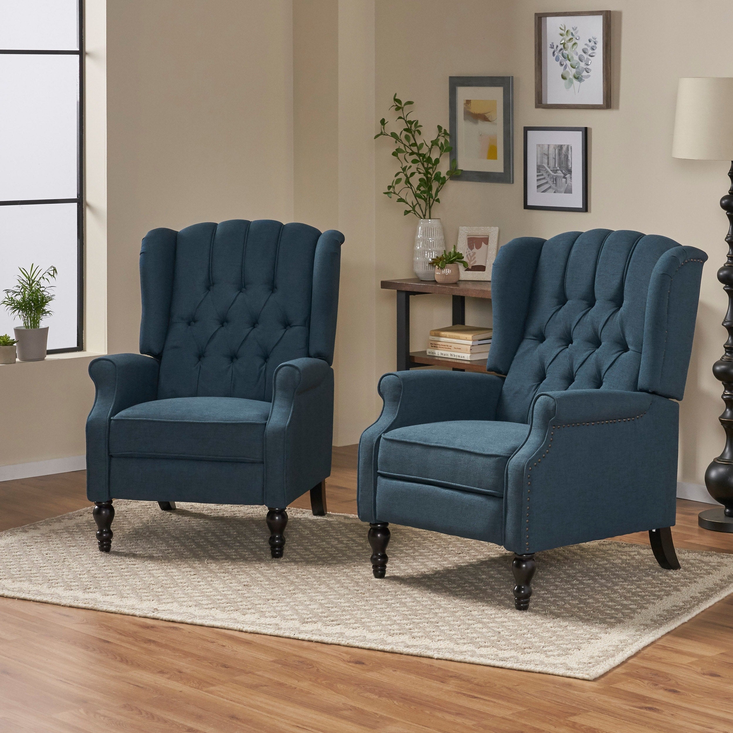 Walter Tufted Fabric Recliners (Set of 2) by Christopher Knight Home