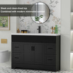 Wavy Line 30/36/48 Bathroom Vanity Set with Sink & Faucet