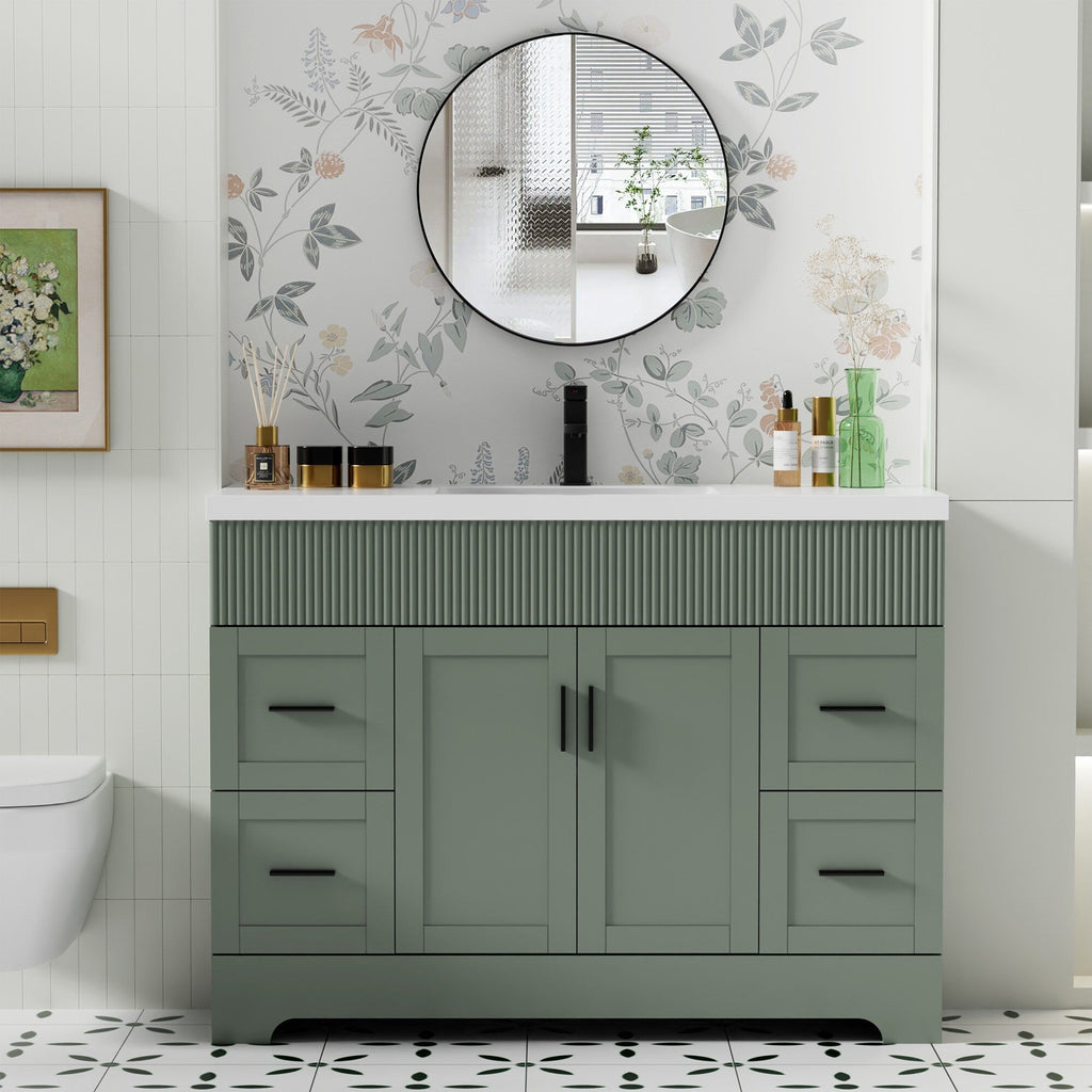 Wavy Line 30/36/48 Bathroom Vanity Set with Sink & Faucet