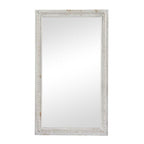 White Wash Rustic Wood Carved Beaded Rectangular Wall Mirror 48 x 28 - 48 x 28 Mirror