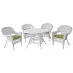 5-piece White Resin Wicker Dining Set