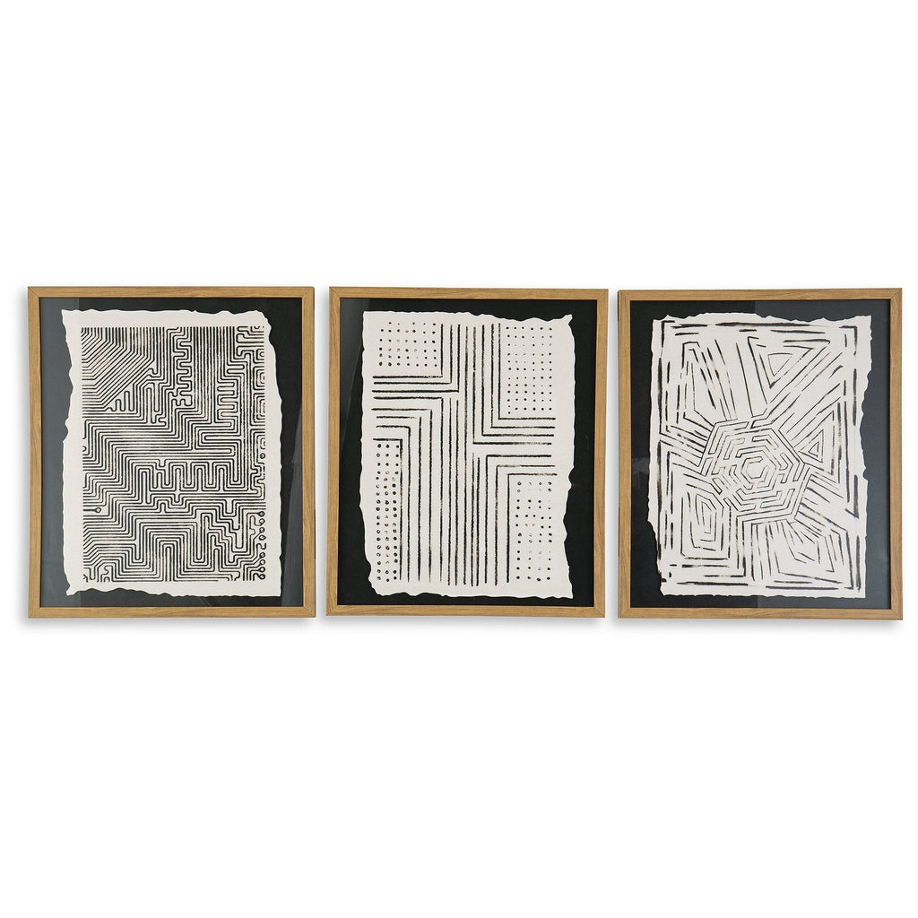Wonderstow Black/Beige Wall Art, Set of 3