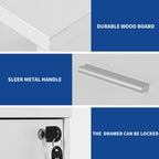 Wood File Cabinet with Charging Station Mobile Lateral Filing Cabinet Lockable Fits A4 Letter Legal Size Files