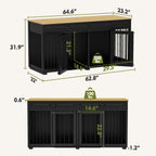 Wooden Double Dog Crate Kennel Furniture with 2 Drawers & Divider