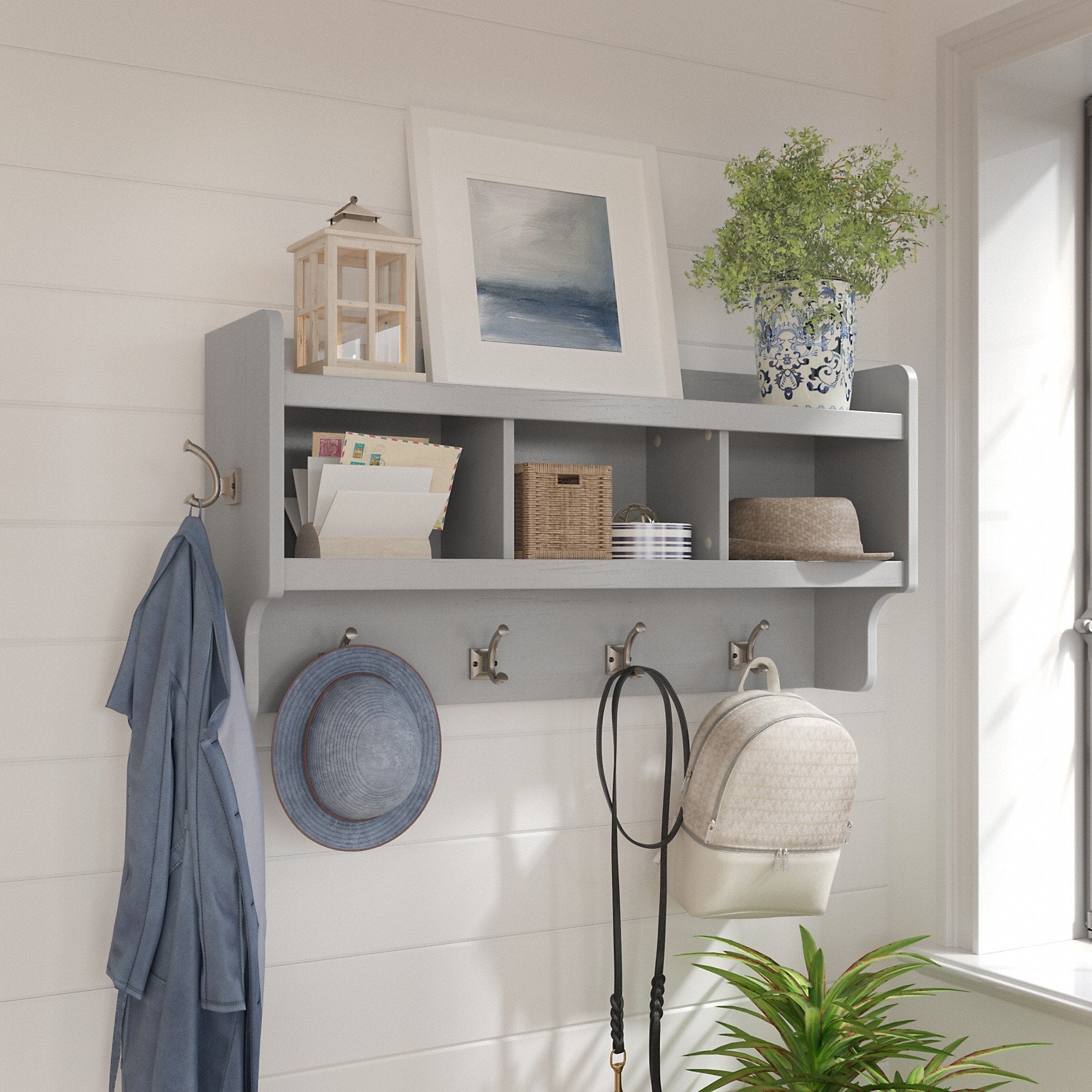 Woodland 40W Wall Mounted Coat Rack with Shelf by Bush Furniture