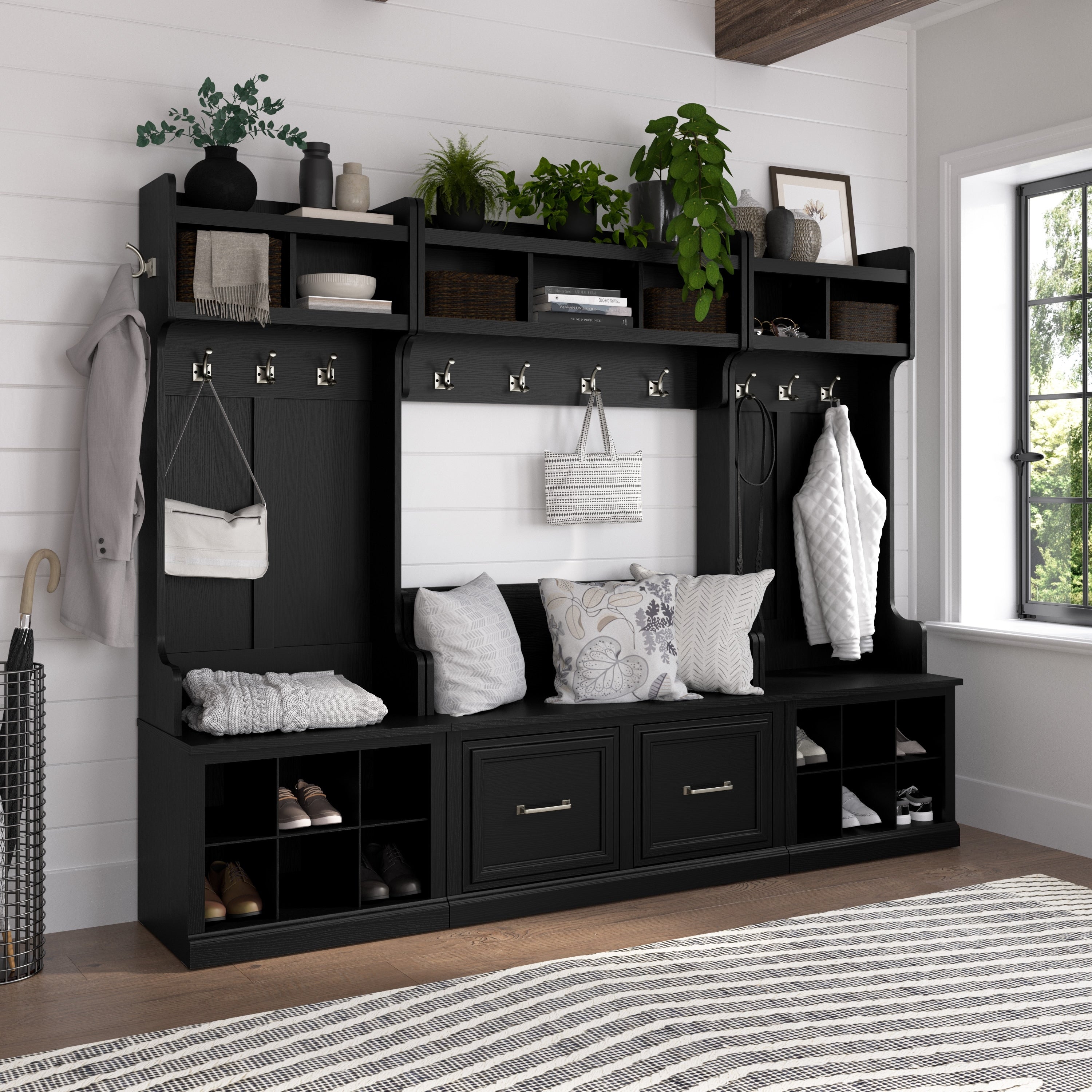 Woodland 40W Wall Mounted Coat Rack with Shelf by Bush Furniture