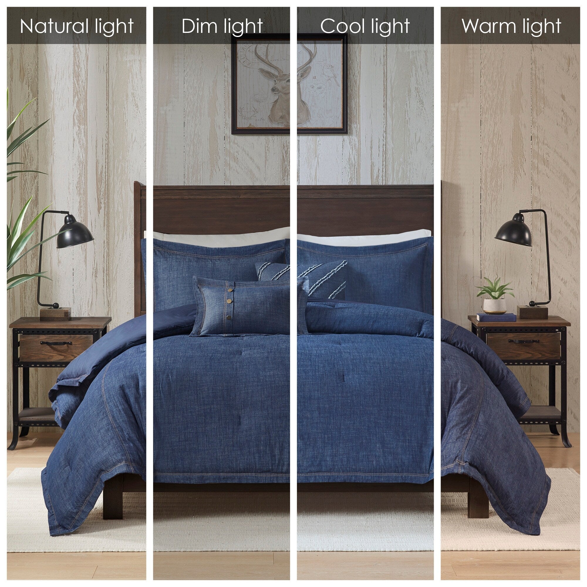 Woolrich Perry Blue Oversized and Overfilled Denim Comforter Set