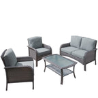 XIZZI 4-piece Outdoor Patio Furniture Conversation Set with Table