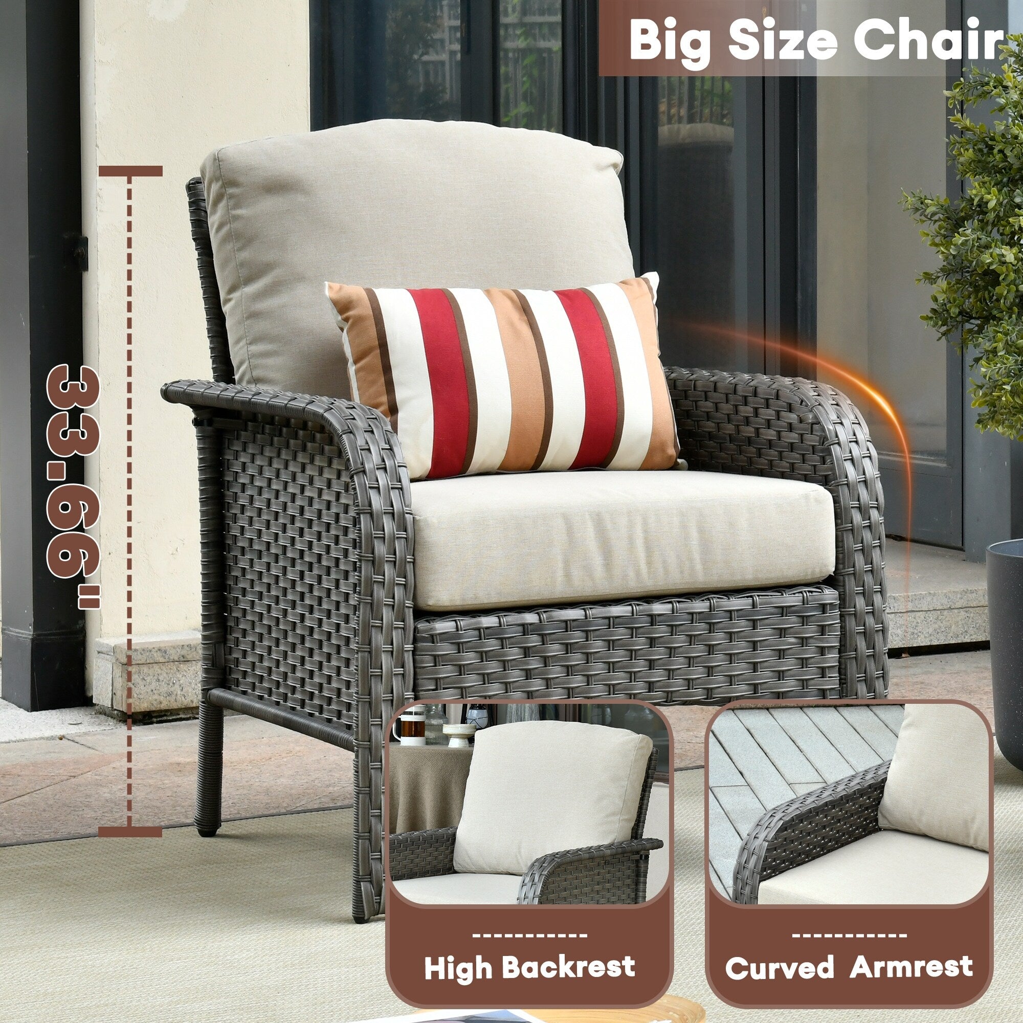 XIZZI 4-piece Outdoor Patio Furniture Conversation Set with Table