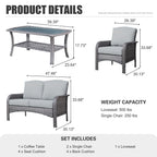 XIZZI 4-piece Outdoor Patio Furniture Conversation Set with Table