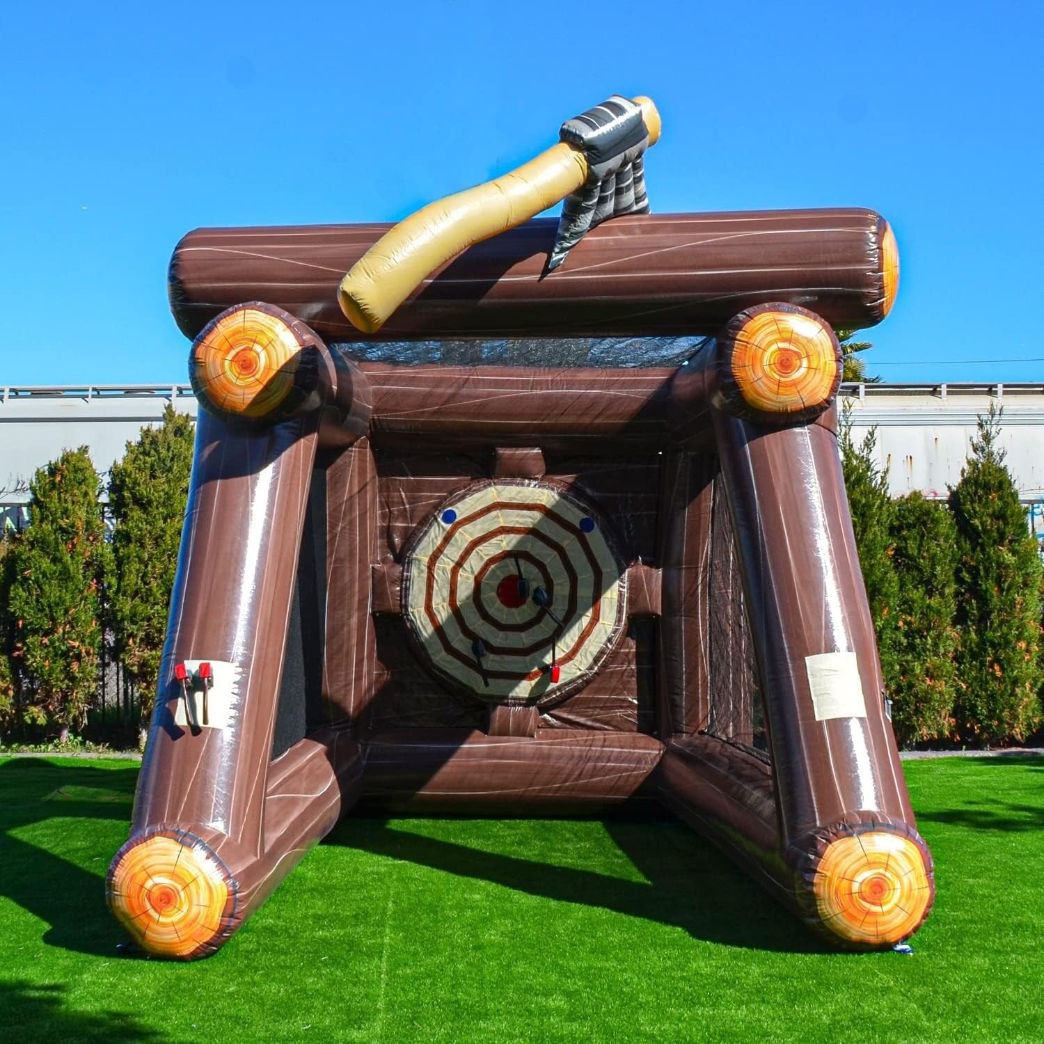 XJUMP Inflatable Axe Throwing Target Game with Air Blower and Foam Axes, Commercial Grade Rental, Lightweight, Outdoor Play