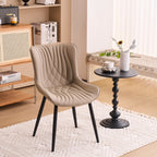 Modern Upholstered Leather Armless Dining Chairs Set of 2
