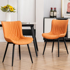 Modern Upholstered Leather Armless Dining Chairs Set of 2