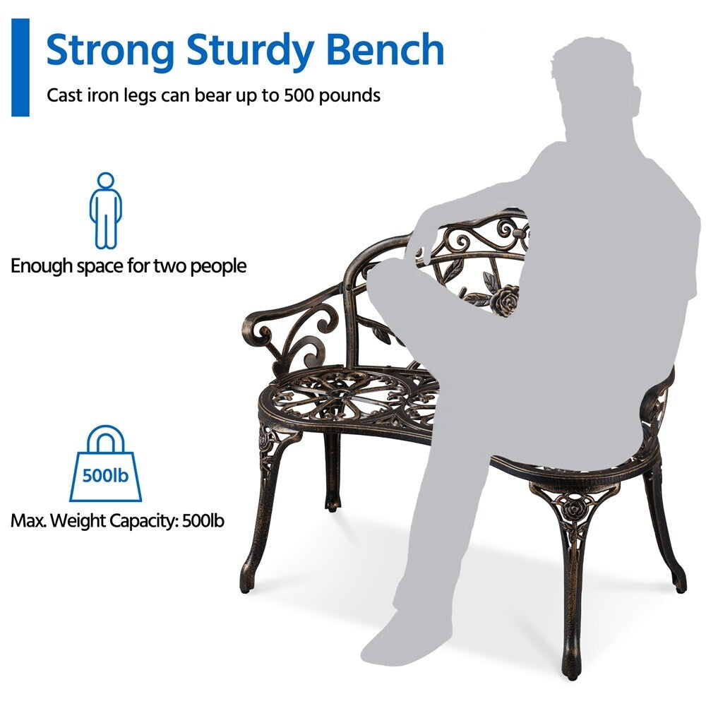 Yaheetech Outdoor Metal Bench Patio Park Garden Bench - N/A