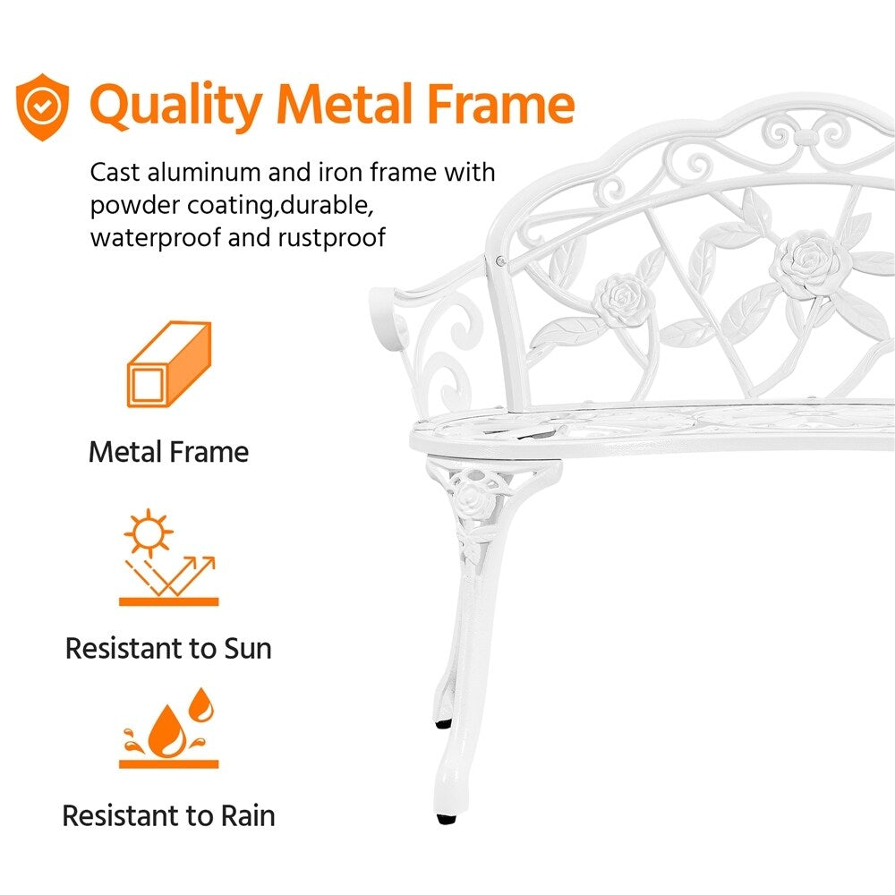 Yaheetech Outdoor Metal Bench Patio Park Garden Bench - N/A