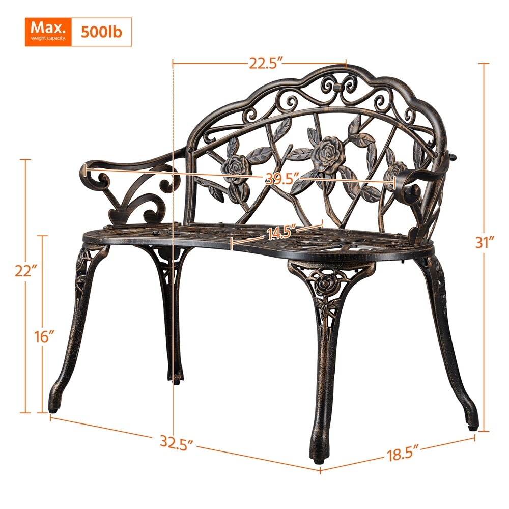 Yaheetech Outdoor Metal Bench Patio Park Garden Bench - N/A