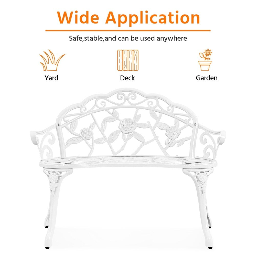 Yaheetech Outdoor Metal Bench Patio Park Garden Bench - N/A