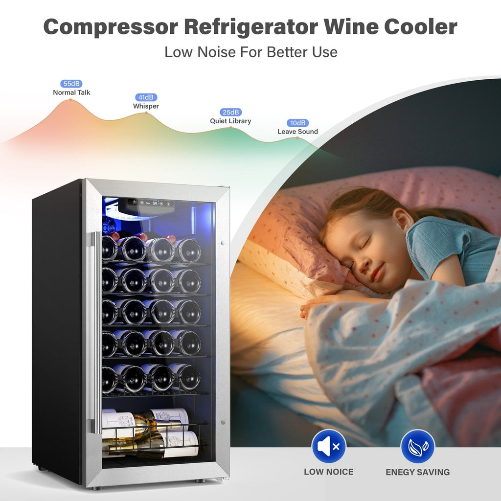 Yeego 17 Inch Single Zone 27-Bottle Freestanding Wine Cooler Mini Fridge - 16.9 inch