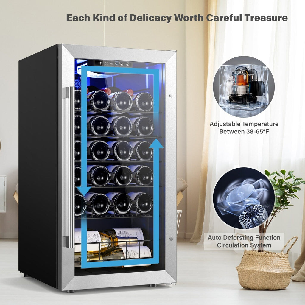 Yeego 17 Inch Single Zone 27-Bottle Freestanding Wine Cooler Mini Fridge - 16.9 inch