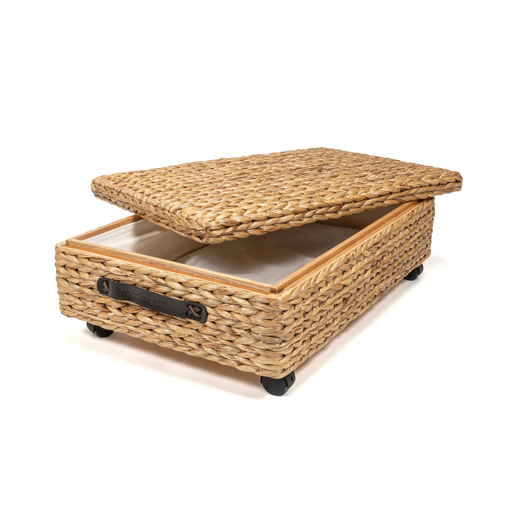 happimess Hyacinth/Wood Underbed Storage Bin with Wheels & Handles