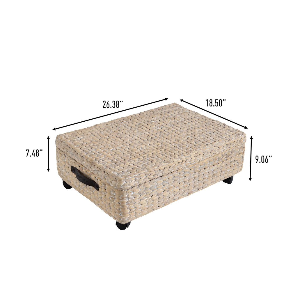 happimess Hyacinth/Wood Underbed Storage Bin with Wheels & Handles