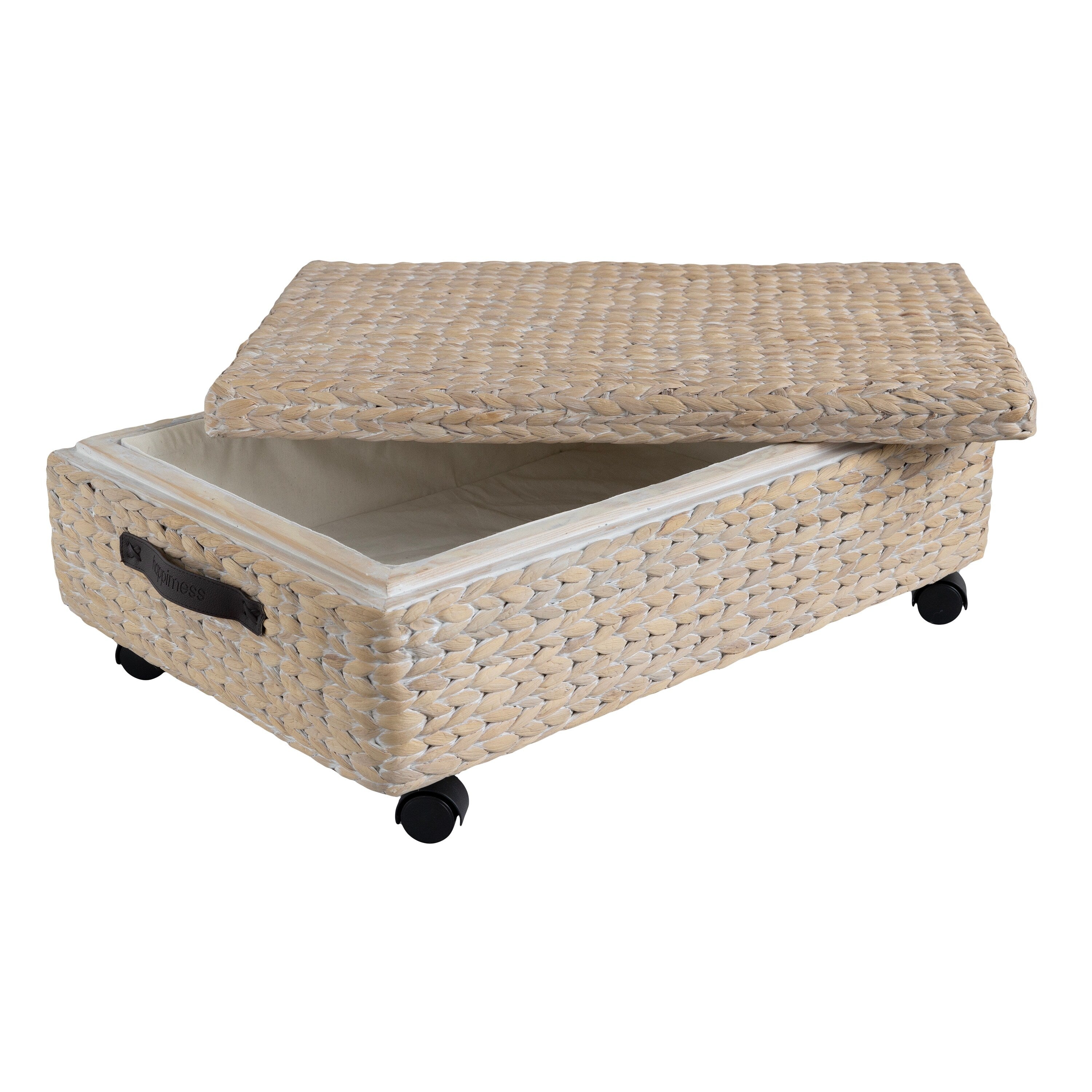 happimess Hyacinth/Wood Underbed Storage Bin with Wheels & Handles